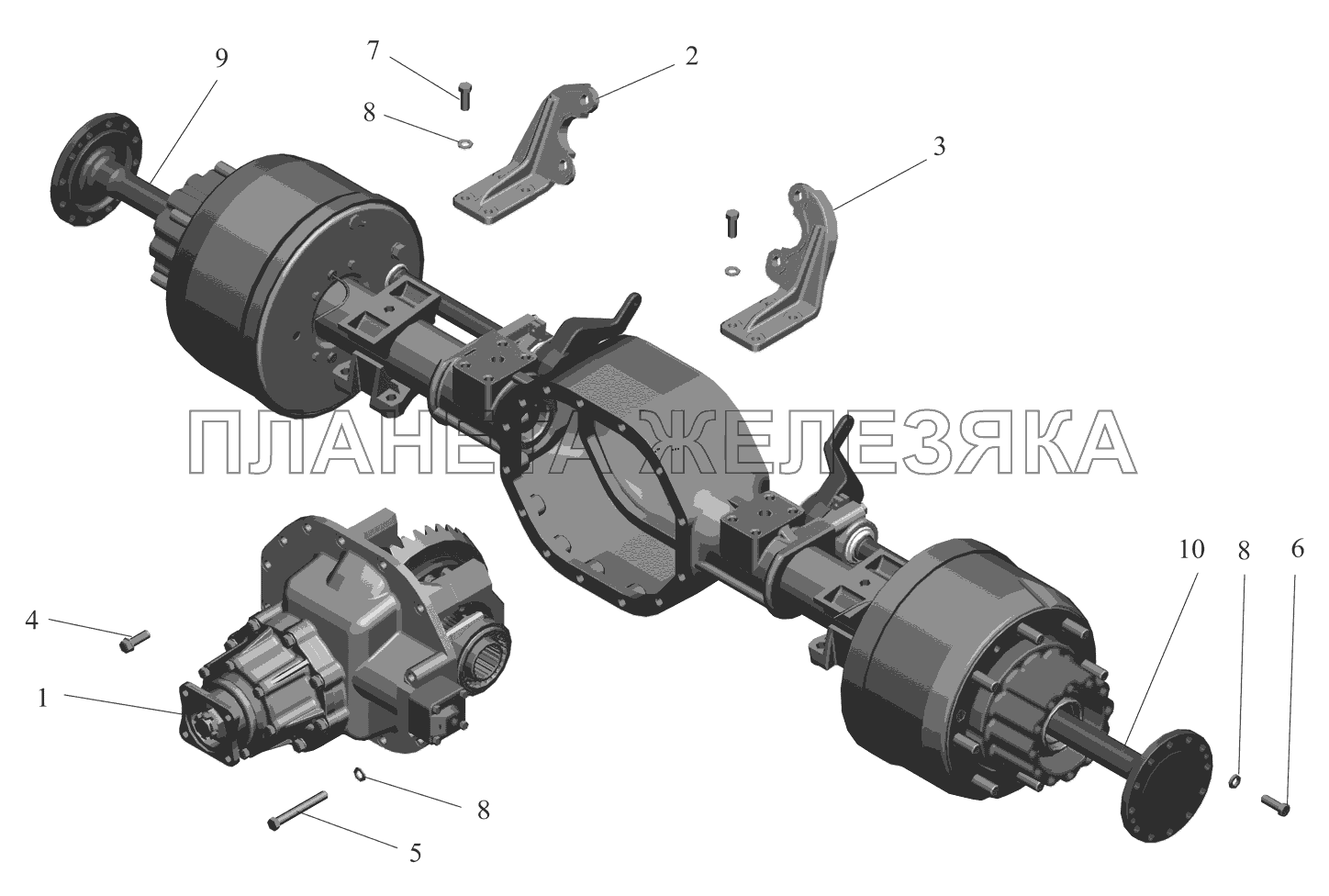 Мост задний. Установка редуктора МАЗ-437041 (Зубренок)